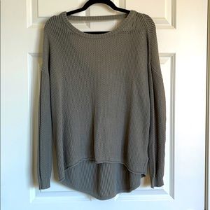 Green open back sweater